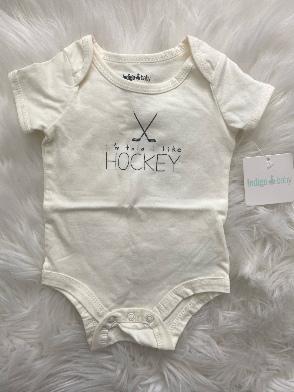 Indigo Baby Cotton Cream Short Sleeve Onesie 3-6 Months